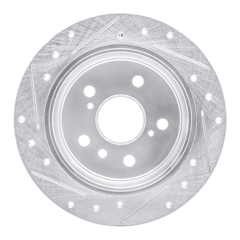 Lexus ES300 Brake Rotor (1) - Rear Right - R1 Concepts - Drilled & Slotted - Silver - `92-`03